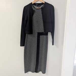 Judith & Charles Black & White Knit Dress and Zip Jacket / Cardigan Set
